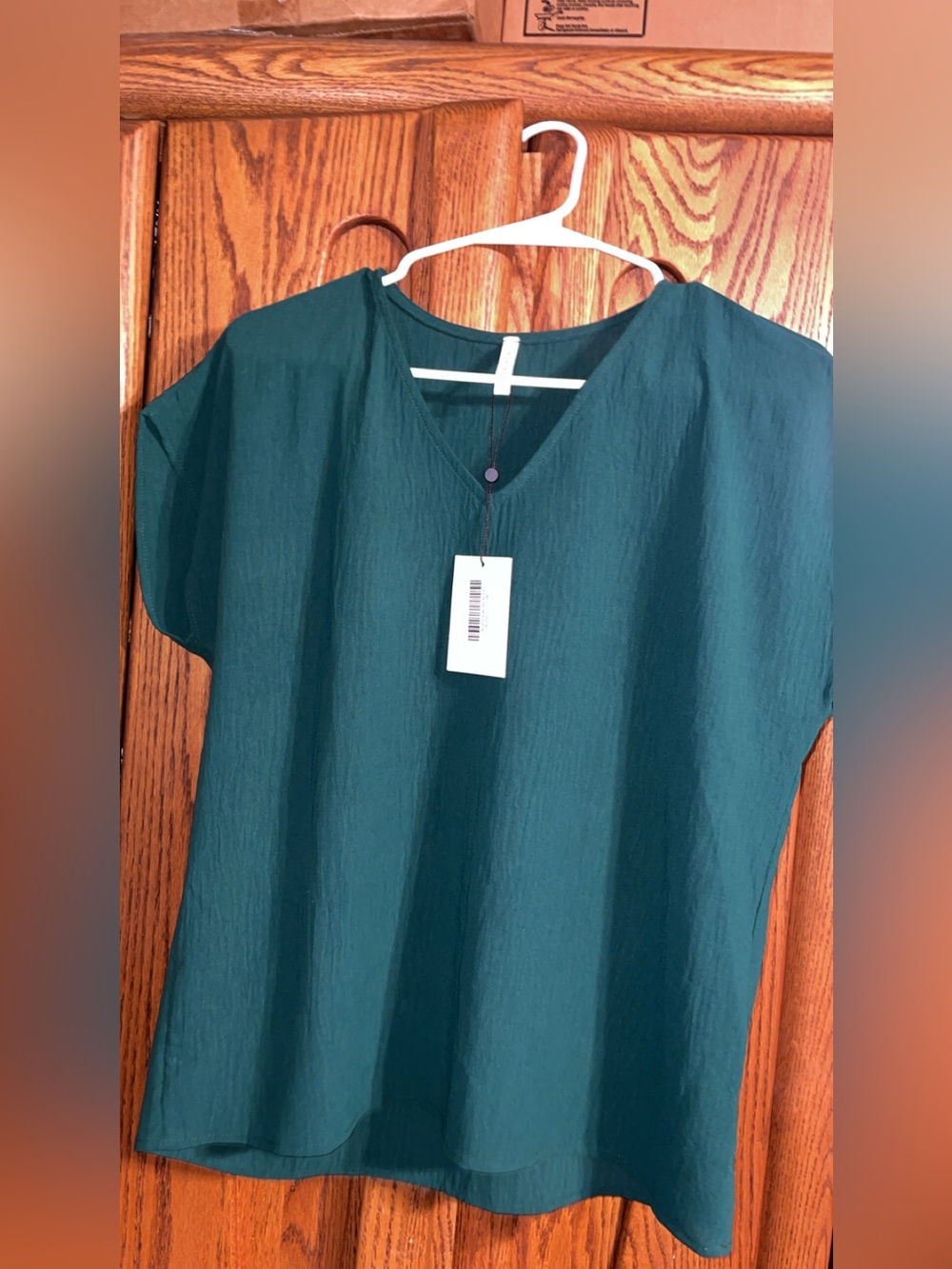 Monki Hunter Green V-Neck Short-Sleeve Tunic